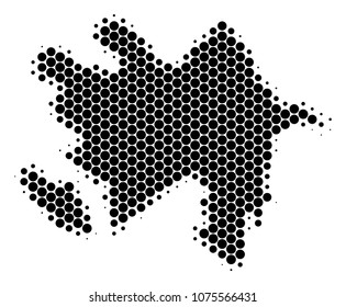 Halftone round spot Azerbaijan Map. Vector geographic map on a white background. Vector composition of Azerbaijan Map constructed of round spots.
