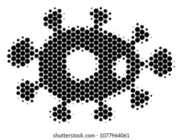 Halftone round spot Bacteria icon. Pictogram on a white background. Vector collage of bacteria icon composed of spheric items.