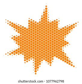 Halftone round spot Bang icon. Pictogram on a white background. Vector concept of bang icon constructed of round pixels.