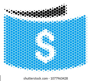 Halftone round spot Banknotes icon. Pictogram on a white background. Vector pattern of banknotes icon organized of sphere blots.
