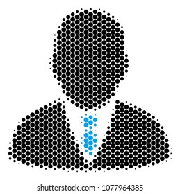 Halftone round spot Boss icon. Pictogram on a white background. Vector mosaic of boss icon combined of sphere elements.