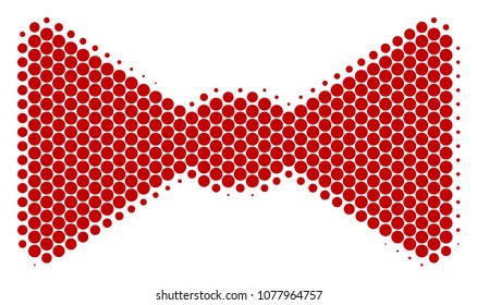 Halftone round spot Bow Tie icon. Pictogram on a white background. Vector composition of bow tie icon made of circle dots.