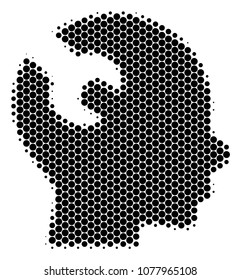 Halftone round spot Brain Wrench Tool icon. Pictogram on a white background. Vector concept of brain wrench tool icon created of spheric dots.