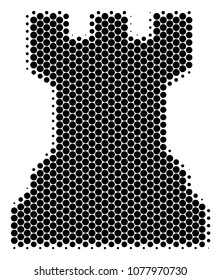 Halftone round spot Chess Tower icon. Pictogram on a white background. Vector pattern of chess tower icon composed of sphere spots.