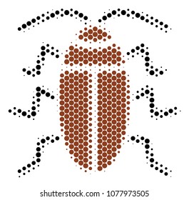 Halftone round spot Cockroach icon. Pictogram on a white background. Vector composition of cockroach icon created of sphere spots.