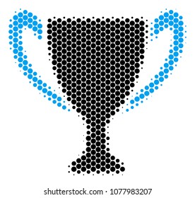 Halftone round spot Cup icon. Pictogram on a white background. Vector concept of cup icon constructed of sphere dots.
