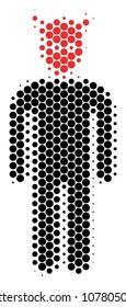 Halftone round spot Daemon icon. Pictogram on a white background. Vector pattern of daemon icon designed of sphere spots.