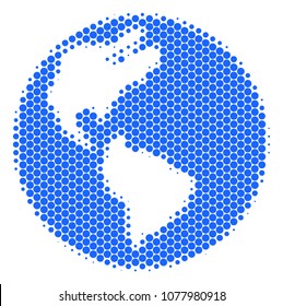 Halftone round spot Earth icon. Pictogram on a white background. Vector pattern of earth icon combined of spheric blots.