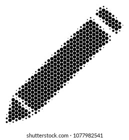 Halftone round spot Edit Pencil icon. Pictogram on a white background. Vector mosaic of edit pencil icon constructed of spheric items.