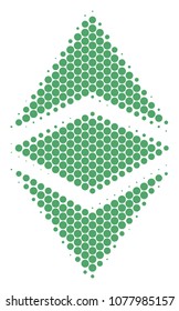 Halftone round spot Ethereum Classic icon. Pictogram on a white background. Vector concept of ethereum classic icon organized of spheric pixels.