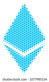 Halftone round spot Ethereum Crystal icon. Pictogram on a white background. Vector collage of ethereum crystal icon organized of sphere dots.