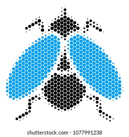 Halftone round spot Fly Insect icon. Pictogram on a white background. Vector concept of fly insect icon constructed of circle elements.