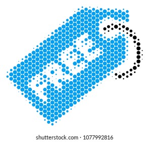 Halftone round spot Free Tag icon. Pictogram on a white background. Vector pattern of free tag icon done of round blots.