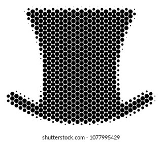 Halftone round spot Gentleman Hat icon. Pictogram on a white background. Vector concept of gentleman hat icon composed of spheric items.