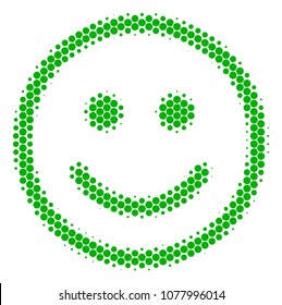 Halftone round spot Glad Smiley icon. Pictogram on a white background. Vector concept of glad smiley icon done of circle pixels.