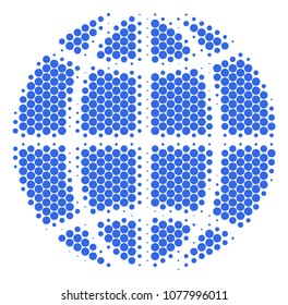 Halftone round spot Globe icon. Pictogram on a white background. Vector collage of globe icon designed of spheric spots.
