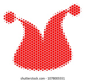 Halftone round spot Joker Hat icon. Pictogram on a white background. Vector mosaic of joker hat icon constructed of spheric blots.