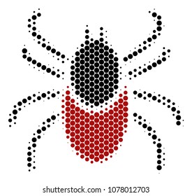 Halftone round spot Mite Tick icon. Pictogram on a white background. Vector collage of mite tick icon constructed of spheric spots.