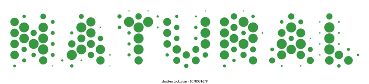 Halftone round spot Natural Text icon. Pictogram on a white background. Vector collage of natural text icon combined of circle items.