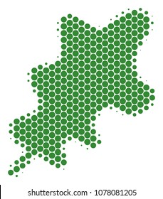 Halftone round spot Oak Leaf icon. Pictogram on a white background. Vector collage of oak leaf icon created of sphere items.