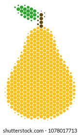 Halftone round spot Pear icon. Pictogram on a white background. Vector composition of pear icon constructed of round blots.
