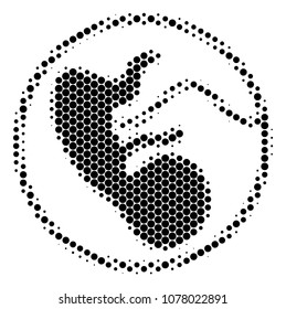 Halftone round spot Prenatal icon. Pictogram on a white background. Vector collage of prenatal icon composed of round items.