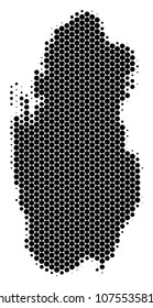 Halftone round spot Qatar Map. Vector geographical map on a white background. Vector concept of Qatar Map designed of sphere spots.