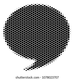 Halftone round spot Quote icon. Pictogram on a white background. Vector composition of quote icon composed of sphere items.