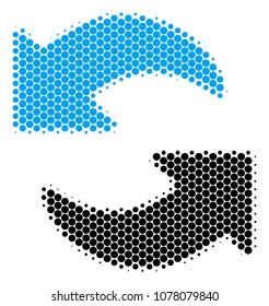 Halftone round spot Refresh icon. Pictogram on a white background. Vector concept of refresh icon constructed of sphere dots.