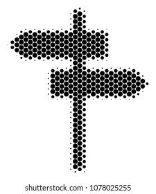Halftone round spot Road Pointer icon. Pictogram on a white background. Vector composition of road pointer icon done of sphere items.