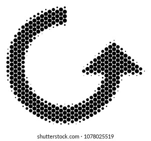 Halftone round spot Rotate icon. Pictogram on a white background. Vector concept of rotate icon made of circle spots.
