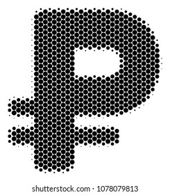 Halftone round spot Rouble icon. Pictogram on a white background. Vector concept of rouble icon composed of round items.