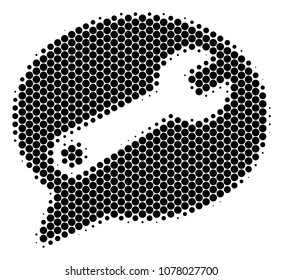 Halftone round spot Service Message icon. Pictogram on a white background. Vector mosaic of service message icon constructed of circle spots.