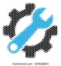 Halftone round spot Service Tools icon. Pictogram on a white background. Vector concept of service tools icon made of round blots.