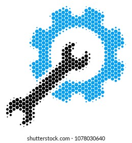Halftone round spot Setup Tools icon. Pictogram on a white background. Vector pattern of setup tools icon done of round pixels.