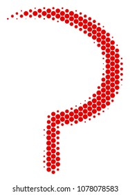 Halftone round spot Sickle icon. Pictogram on a white background. Vector mosaic of sickle icon constructed of spheric elements.