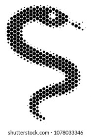 Halftone round spot Snake icon. Pictogram on a white background. Vector pattern of snake icon designed of spheric elements.