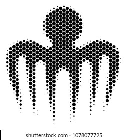 Halftone round spot Spectre Octopus icon. Pictogram on a white background. Vector pattern of spectre octopus icon made of sphere dots.
