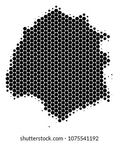 Halftone round spot Thassos Greek Island Map. Vector geographic map on a white background. Vector composition of Thassos Greek Island Map organized of round pixels.