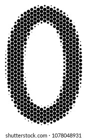 Halftone round spot Zero Digit icon. Pictogram on a white background. Vector collage of zero digit icon organized of sphere pixels.