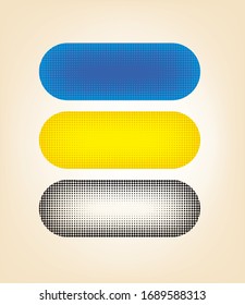 Halftone rounded rectangle, halftone dot pattern. Halftone element isolated on white background. Circular halftone pattern. Radial gradient. Vector illustration. 