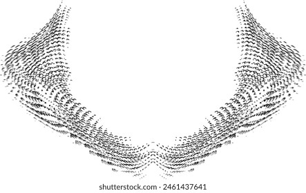 Half-tone scaly wings flap. Image shift. Vector.