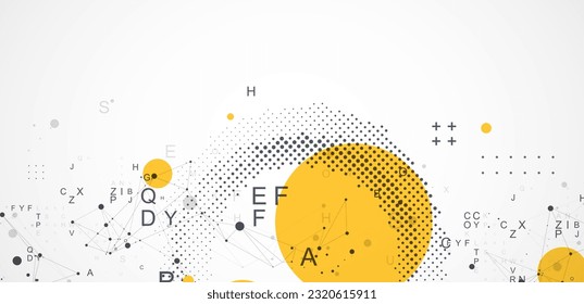 Fondo científico de semitono con puntos y líneas de conexión. Visualización de datos digitales.
