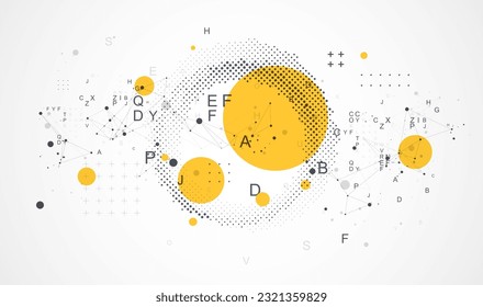 Halftone science background with connecting dots and lines. Digital data visualization.