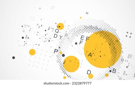 Halftone science background with connecting dots and lines. Digital data visualization.