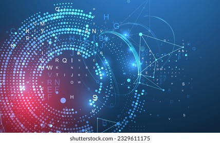 Halftone science background with connecting dots and lines. Digital data visualization.