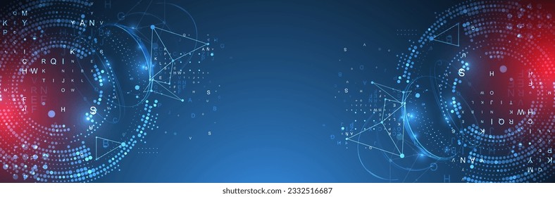 Halftone science background with connecting dots and lines. Digital data visualization.