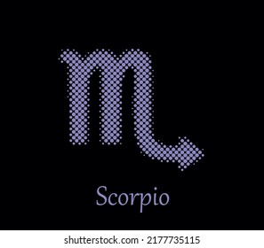 Halftone Scorpio Symbol.Dotted Astrological Sign.