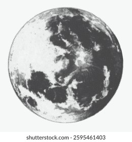 halftone screen moon logo vintage dot  Background White and Black Vector art  t-shirt 🎽