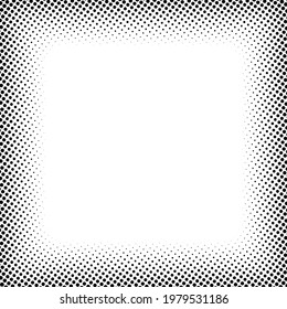 Halftone, screentone square format geometric picture, image frame, border. Blank, empty circles, dotted frame, border with copyspace